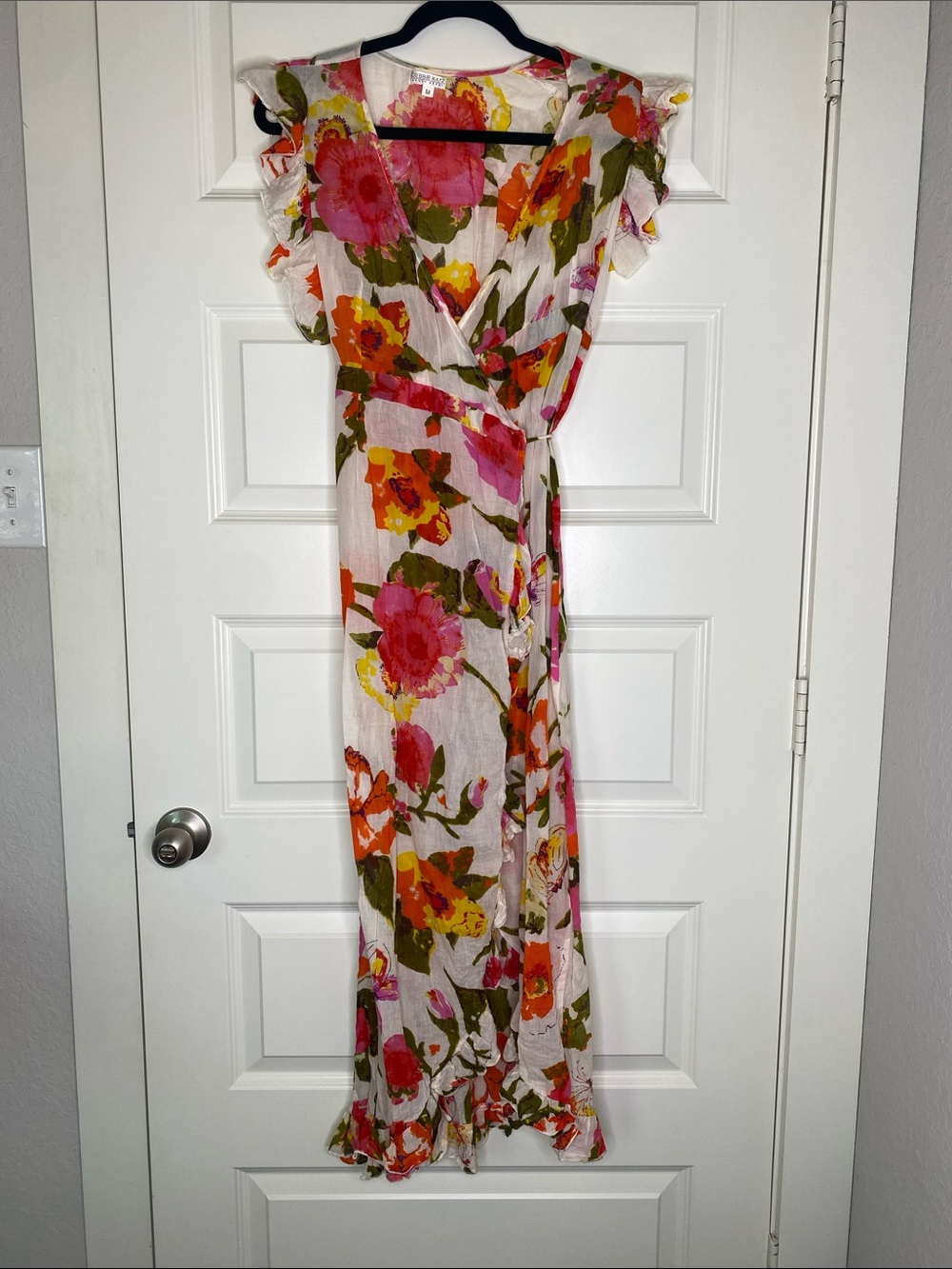 Floral Wrap Maxi Dress in Pink & Orange